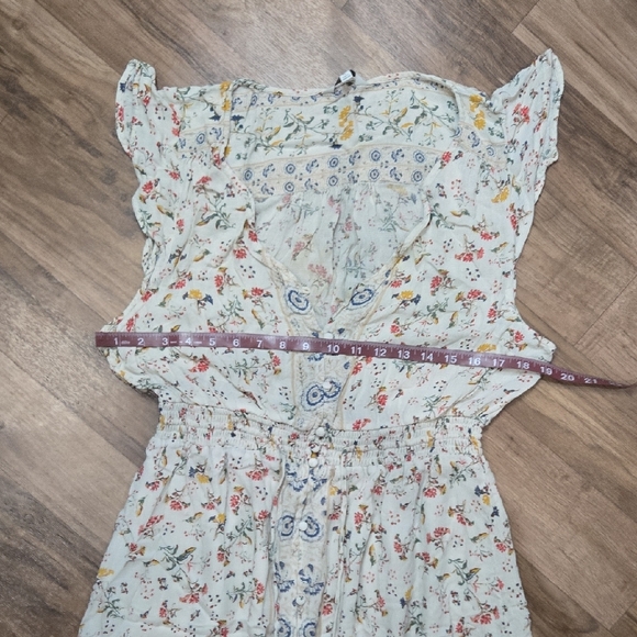 Lucky Brand Blue and Pink V-Neck Flutter Sleeve Midi Dress - Picture 7 of 16